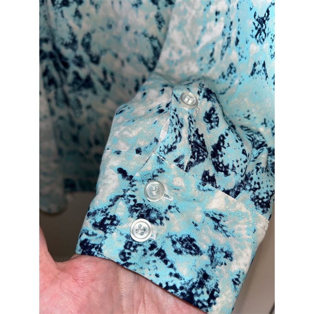 Inc Women's Blue Python Print Collared Blouse Siz… - image 8